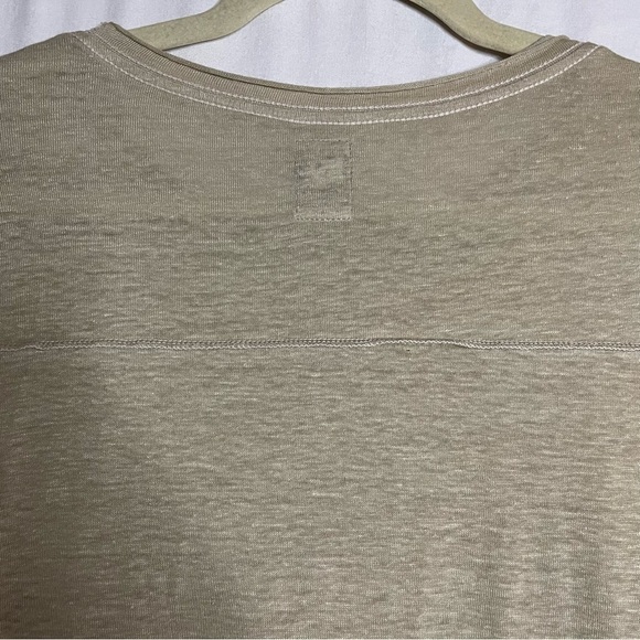 NSF Linen Blend Neutral Asymmetrical Hemline Long Sleeve Shirt - Picture 9 of 13